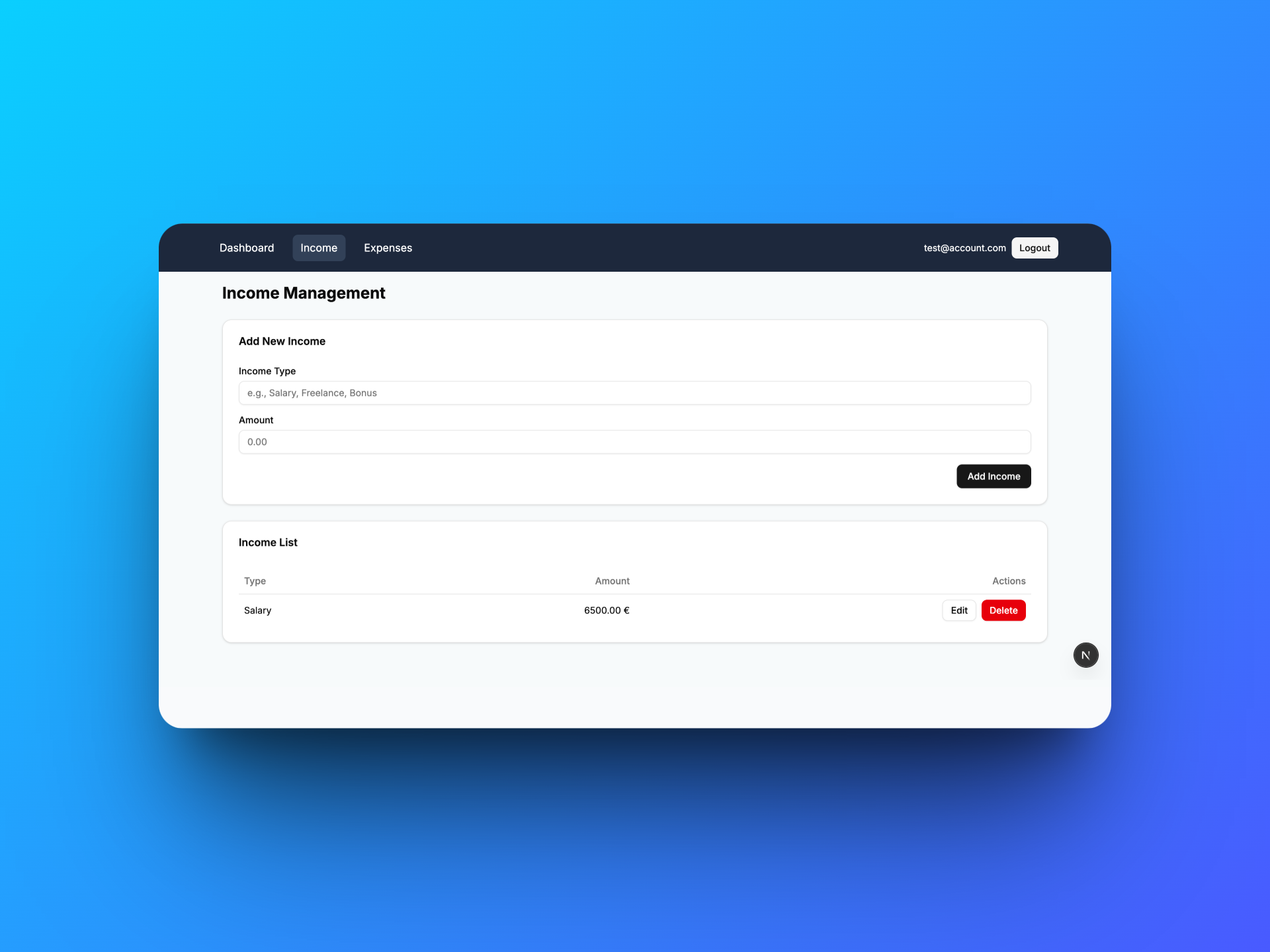 Admin Categories Page Screenshot